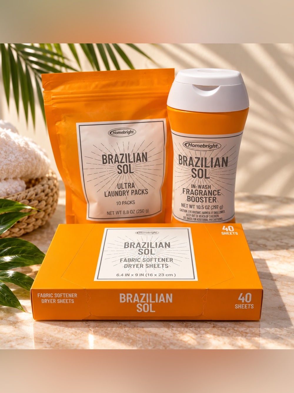 Brazilian Sol 3 Piece Laundry Set • Detergent | Fragrance Booster | Dryer Sheets